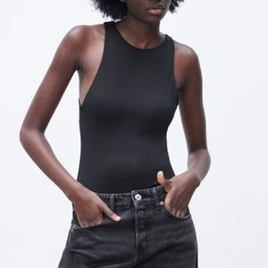 Zara Halterneck Bodysuit SMALL in Red Wine